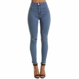 Women's Denim Hole Skinny Ripped Cool High Waist Jeans