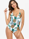 Palm Pineapple Backless Swimsuit