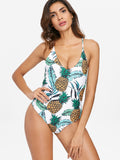 Palm Pineapple Backless Swimsuit