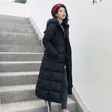 Chu Mark Winter Women Jacket X-long Hooded Cotton Padded Coat High Quality Outwear
