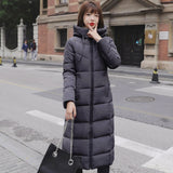 Chu Mark Winter Women Jacket X-long Hooded Cotton Padded Coat High Quality Outwear