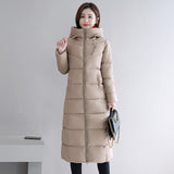 Chu Mark Winter Women Jacket X-long Hooded Cotton Padded Coat High Quality Outwear