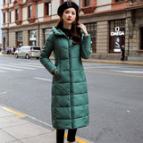 Chu Mark Winter Women Jacket X-long Hooded Cotton Padded Coat High Quality Outwear