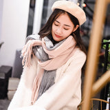 Women Solid Cashmere Scarves Thicken Soft Pashmina Shawls Wraps Knitted Wool