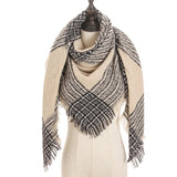 Ruicestai Women Cashmere Scarf Triangle Shawls Wraps Knit Blanket Neck Striped Foulard