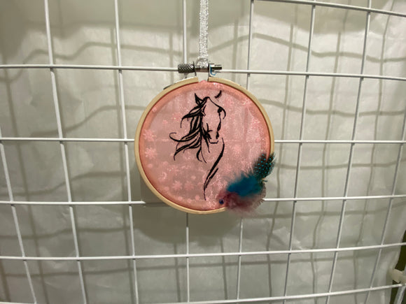 Horse Embroidery Feathers Ornament
