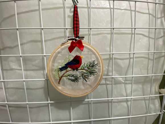 Winter Bird Embroidery Ornament