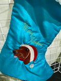 Dog Santa Hat Embroidery Art Stocking