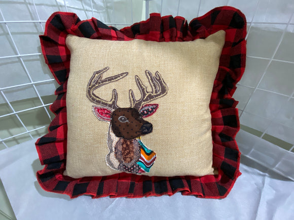 Deer Embroidery Art Pillow