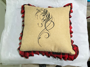 Horse Face Embroidery Art Pillow