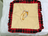 Yellow Horse Embroidery Face Pillow Cover