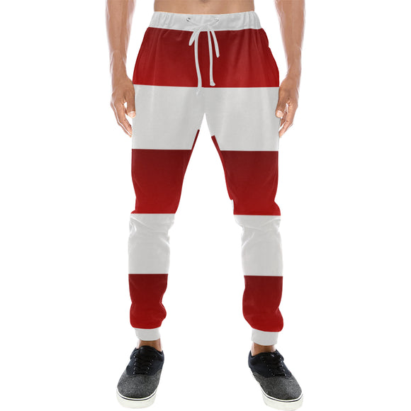 Red White Stripes Men's All Over Print Sweatpants (Model L11)