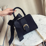 Women's Top-Handle Chain European Style Velvet Wild Bow Portable Crossbody Bag