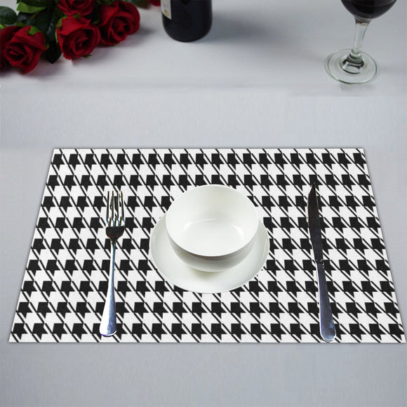 Black White Houndstooth Placemat 14’’ x 19’’ (Two Pieces)