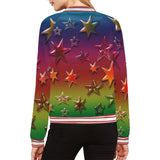 Rainbow Stars All Over Print Bomber Jacket for Women (Model H21)