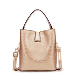 Crocodile Pattern Bucket PU Leather Handbags Women Crossbody Totes Messenger Bag