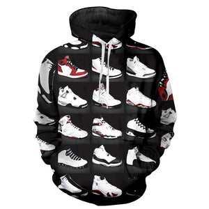 Men Hoodie Sweatshirts Long Sleeve 3D JORDAN 23 Classic Shoes Print Hip Hop Streetwear Pullover Jacket