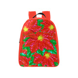 Red Orange Poinsettias School Backpack (Model 1601)(Medium)