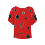Black Polka Dots Women's Batwing-Sleeved Blouse T shirt (Model T44)