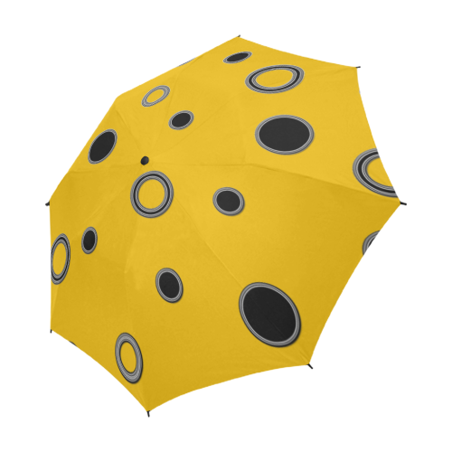 Black Polka Dots Semi-Automatic Foldable Umbrella