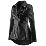 Women's PU Leather Long-Sleeved Swallowtail Wind Ruffled Jacket