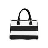 Black White Stripes Boston Handbag (Model 1621)