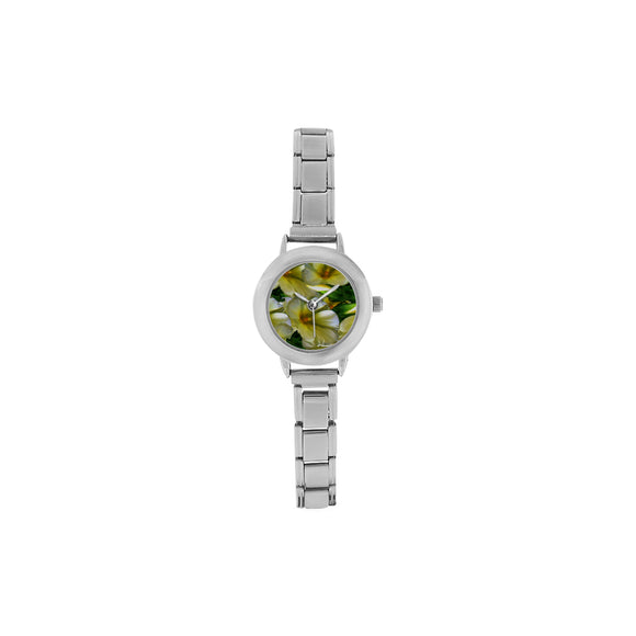 Elegant in Cream Flowers Women's Italian Charm Watch(Model 107)