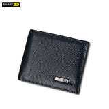SMARTLB Genuine Leather Wallet Bifold Card Holders Slim Soft Purse GPS Charging Anti-theft