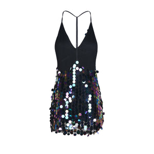 Women Bodycon Sequin Slim Solid Mini Dress