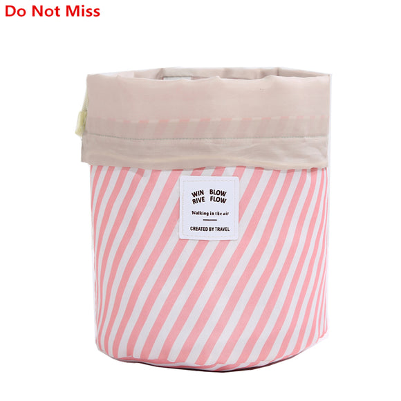 Round Women Makeup Organizer Cosmetic Bag Storage Toiletry Kit Case ...