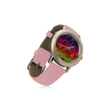Rainbow Stars Women's Rose Gold Leather Strap Watch(Model 201)