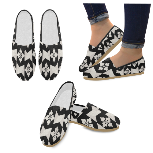 Black White Tiles Women's Casual Shoes (Model 004)
