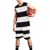 Black White Stripes All Over Print Basketball Uniform