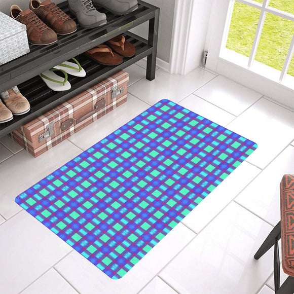 Bluish Plaid Doormat 30