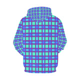 Bluish Plaid All Over Print Hoodie (for Women)