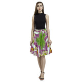 Digitalis Purpurea Flora Melete Pleated Midi Skirt (Model D15)