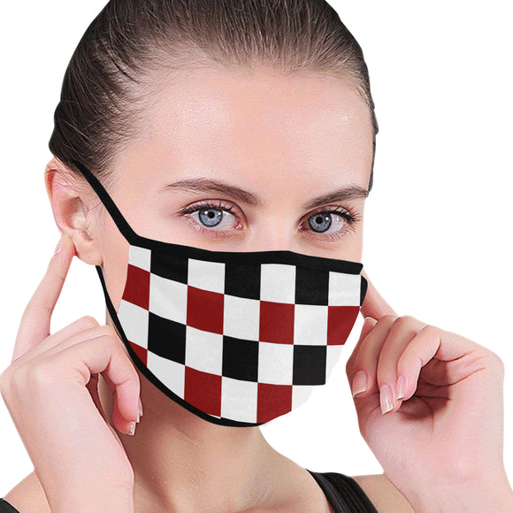 Black Red White Checker Mouth Mask