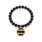 Black Gold Stripes Matte Onyx Bracelet