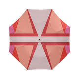 Shades of Red Patchwork Semi-Automatic Foldable Umbrella