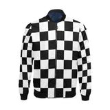 Black White Checkers All Over Print Bomber Jacket for Men (Model H19)