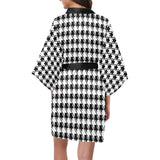 Black White Houndstooth Kimono Robe