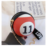 Women Novel Billiard Digital Round Shoulder Chain Clutch Purse Bag