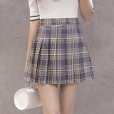 Abberrki Korean Style Zipper High Waist Mini Skirt School Pleated Plaid