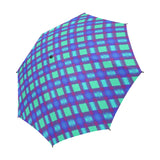 Bluish Plaid Semi-Automatic Foldable Umbrella (Model U05)