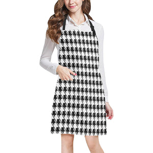 Black White Houndstooth All Over Print Apron