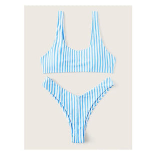 Vertical Striped Two-Piece Bikini Set Women Bathing Suit