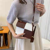 Simple Hand Carrying Plaid Square Shoulder Small Bag