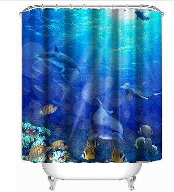 3D Colorful Sealife Bathroom Bath Decor Shower Curtains