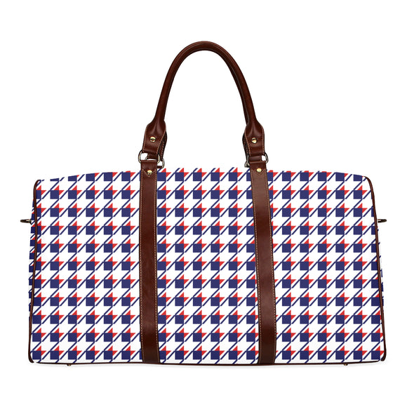 Red White Blue Houndstooth Waterproof Travel Bag/Small (Model 1639)