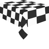 Black White Checkered Cotton Linen Tablecloth 52"x 70"